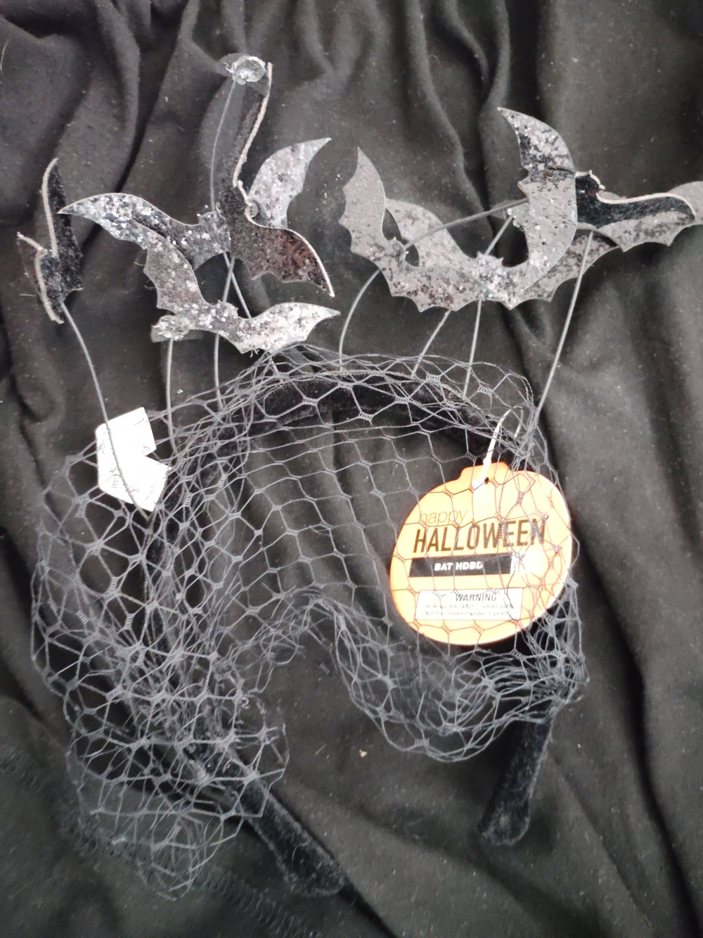 New Halloween Vampire Bats Costume Headband with Black Net Veil